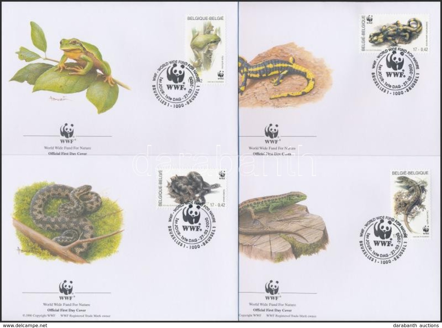 2000 WWF: Hüllők és Kétéltűek Sor 4 Db FDC-n Mi 2947-2950 - Autres & Non Classés