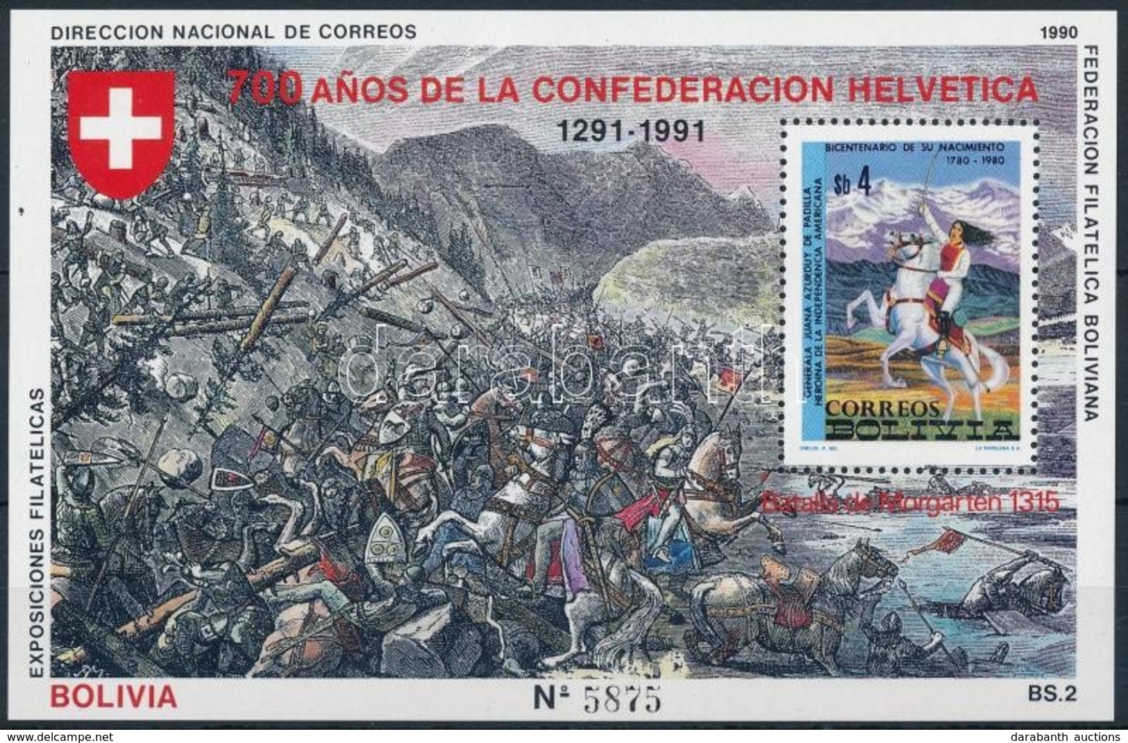 ** 1990 Svájci Államszövetség Blokk,
Swiss Confederation Block
Mi 190 - Altri & Non Classificati