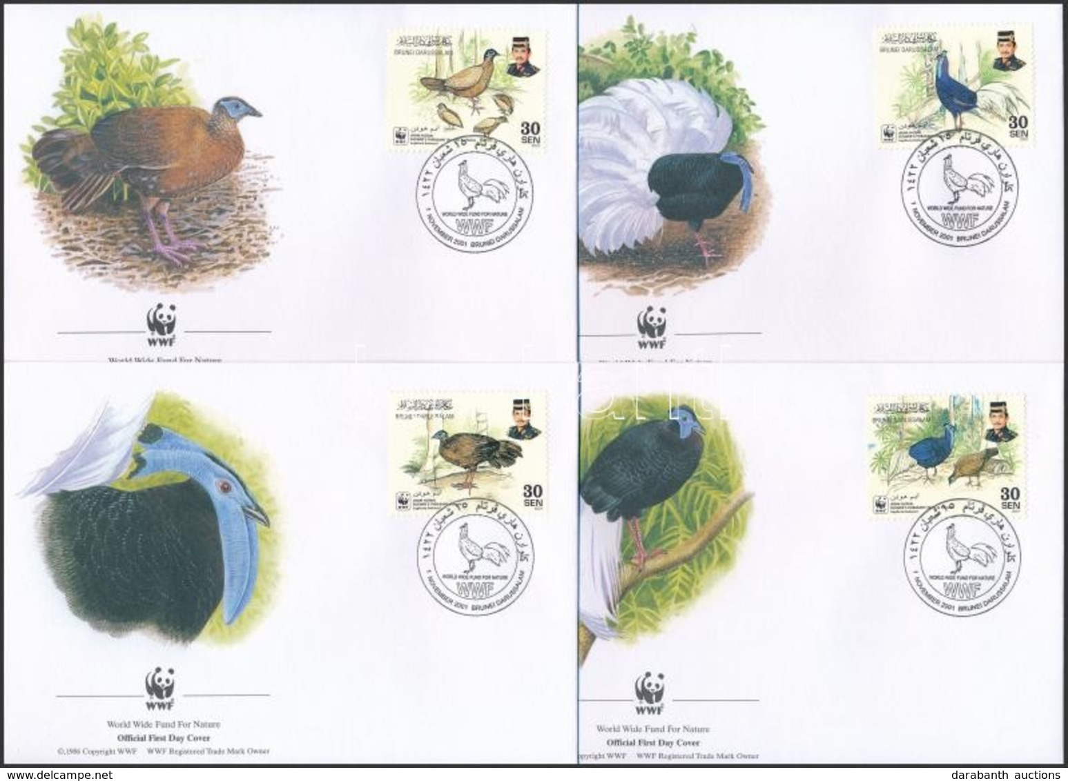 ** 2001 WWF: Fehér Farkú Fácán Sor Párokban Mi 622-625 + 4 Db FDC-n - Altri & Non Classificati