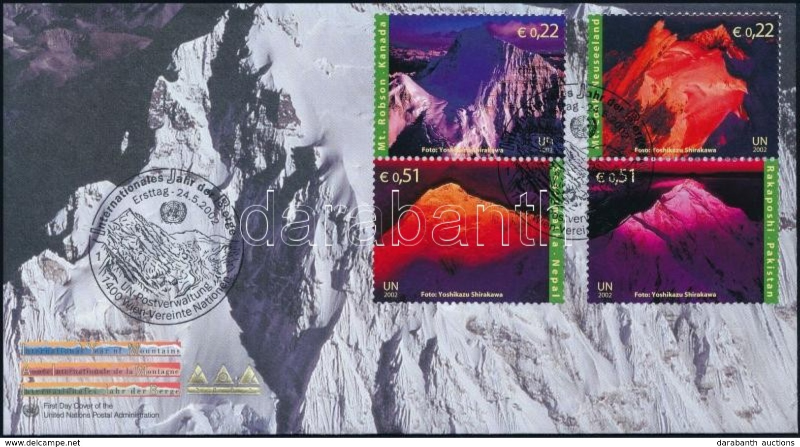 2002 Hegyek Sor Négyestömb FDC,
Hills Set Block Of 4 FDC
Mi 363-366 - Altri & Non Classificati