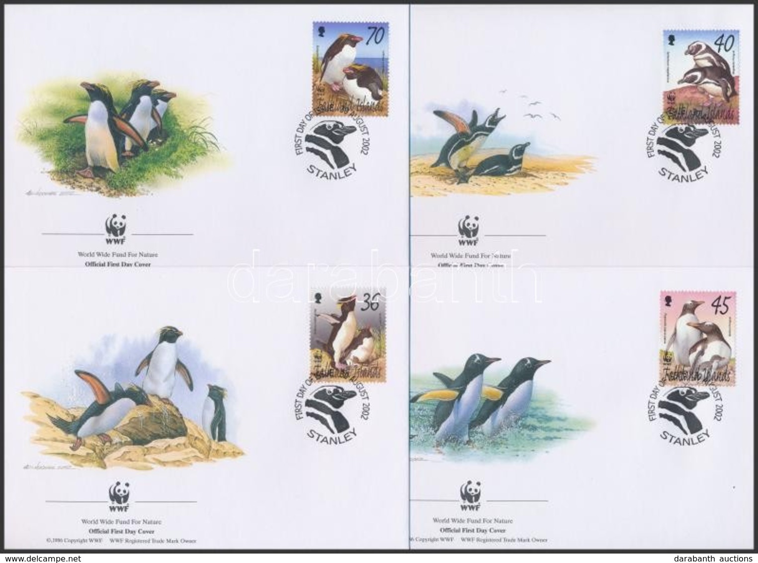 2002 WWF Pingvinek Sor 4 Db FDC-n Mi 855-858 - Autres & Non Classés