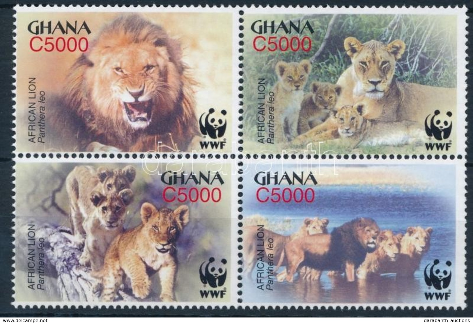 ** 2004 WWF: Oroszlán Négyestömb + Sor 4 FDC-n Mi 3701-3704 - Altri & Non Classificati