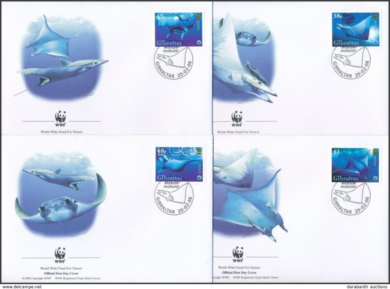 2006 WWF: Óriás Rája Sor 4 Db FDC-n  Mi 1150-1153 - Andere & Zonder Classificatie