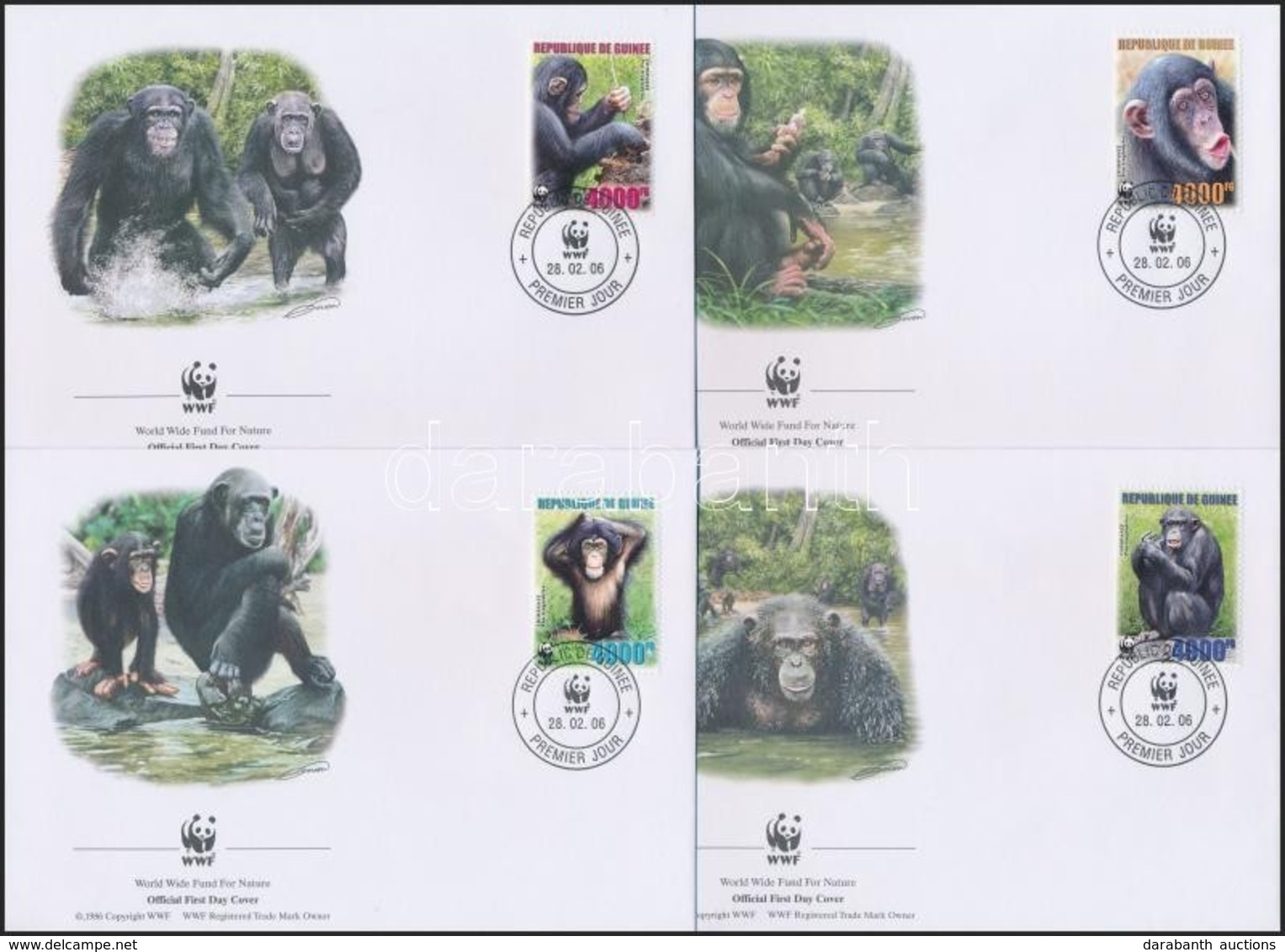 2006 WWF: Csimpánz Sor 4 Db FDC-n Mi 4222-4225 - Altri & Non Classificati