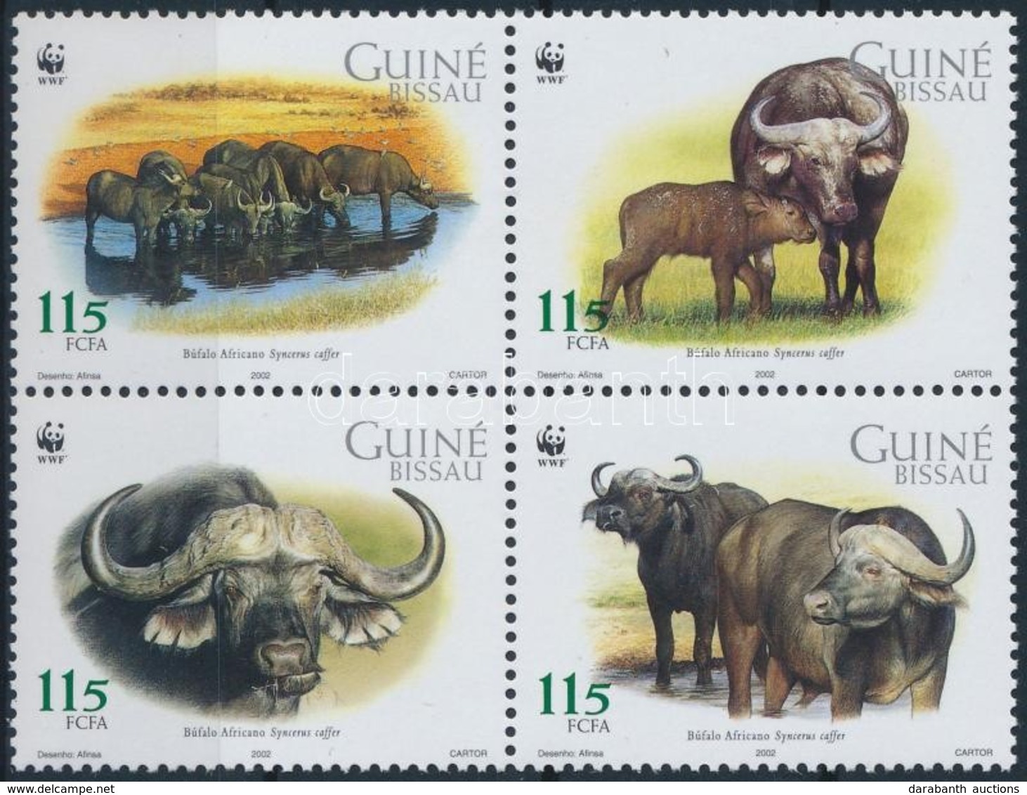 ** 2002 WWF Kafferbivaly Négyestömb + Sor 4 Db FDC-n Mi 2009-2012 - Other & Unclassified