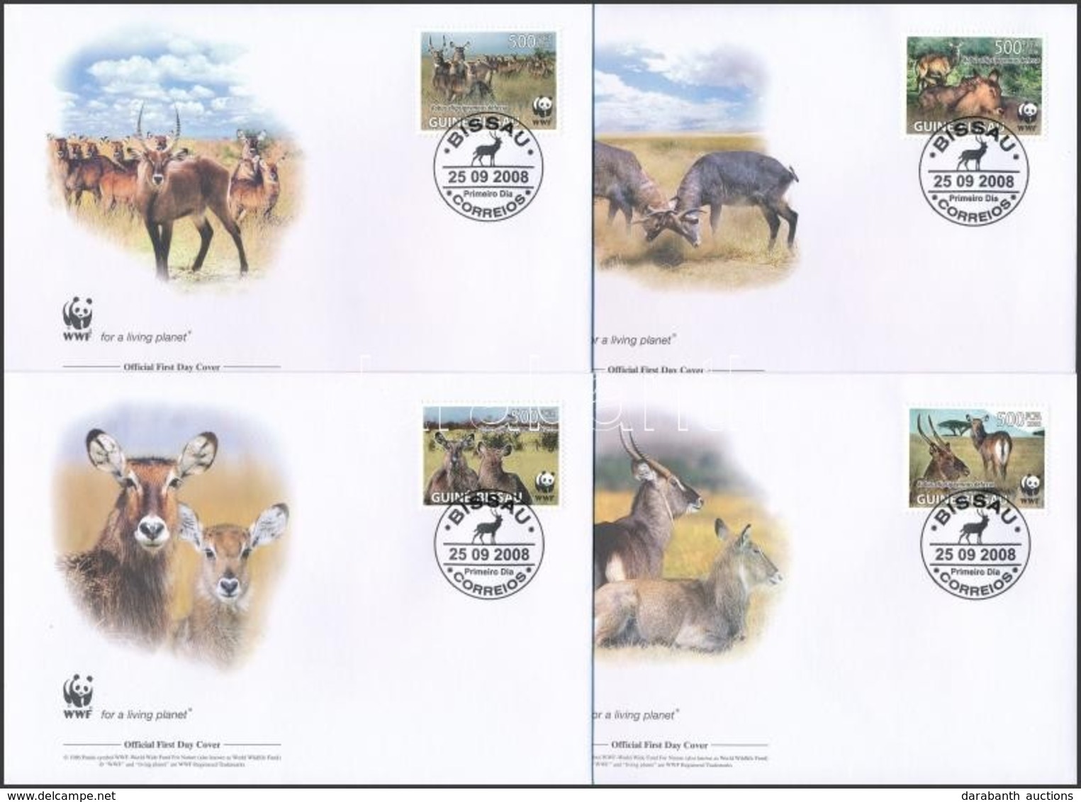 ** 2008 WWF: Víziantilop Sor + Sor 4FDC-n Mi 3919-3922 - Altri & Non Classificati