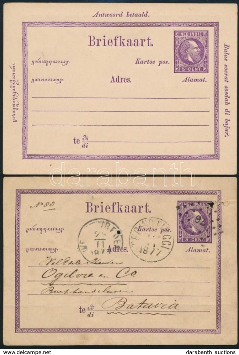 1870 Használatlan Válaszos Díjjegyes Levelezőlap + Futott Előlap 1877-ből (a Futott Lap Sérült) - Autres & Non Classés