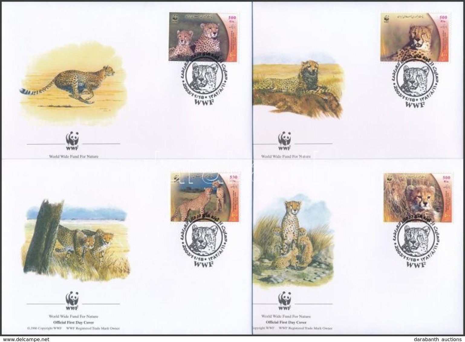 ** 2003 WWF: Gepárd Négyestömb + Sor 4 FDC-n Mi 2932-2935 - Autres & Non Classés