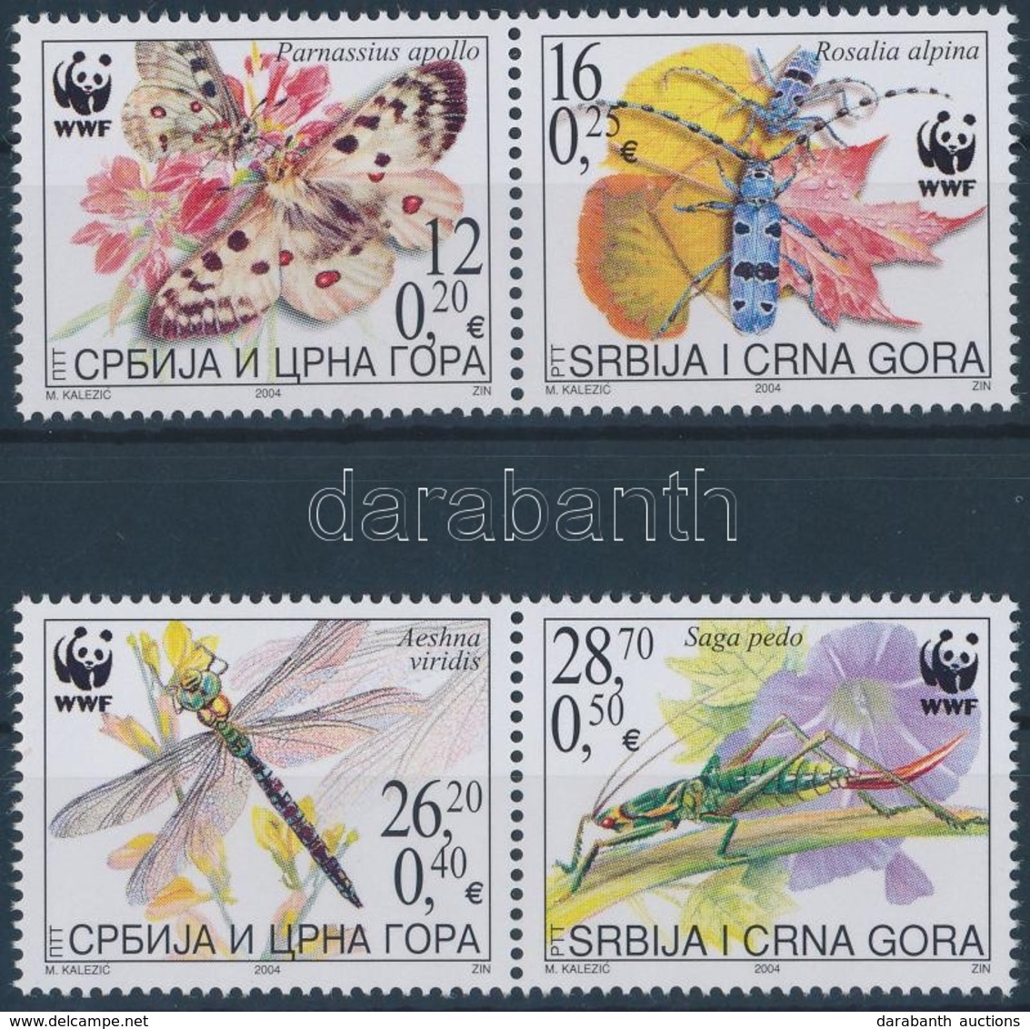 ** 2004 WWF: Rovarok Sor Mi 3173-3176 + 4 FDC - Altri & Non Classificati