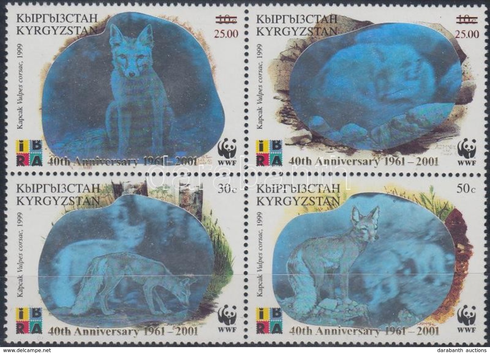 ** 2001 40 éves A WWF Hologramos Négyestömb Mi 249-252 - Andere & Zonder Classificatie