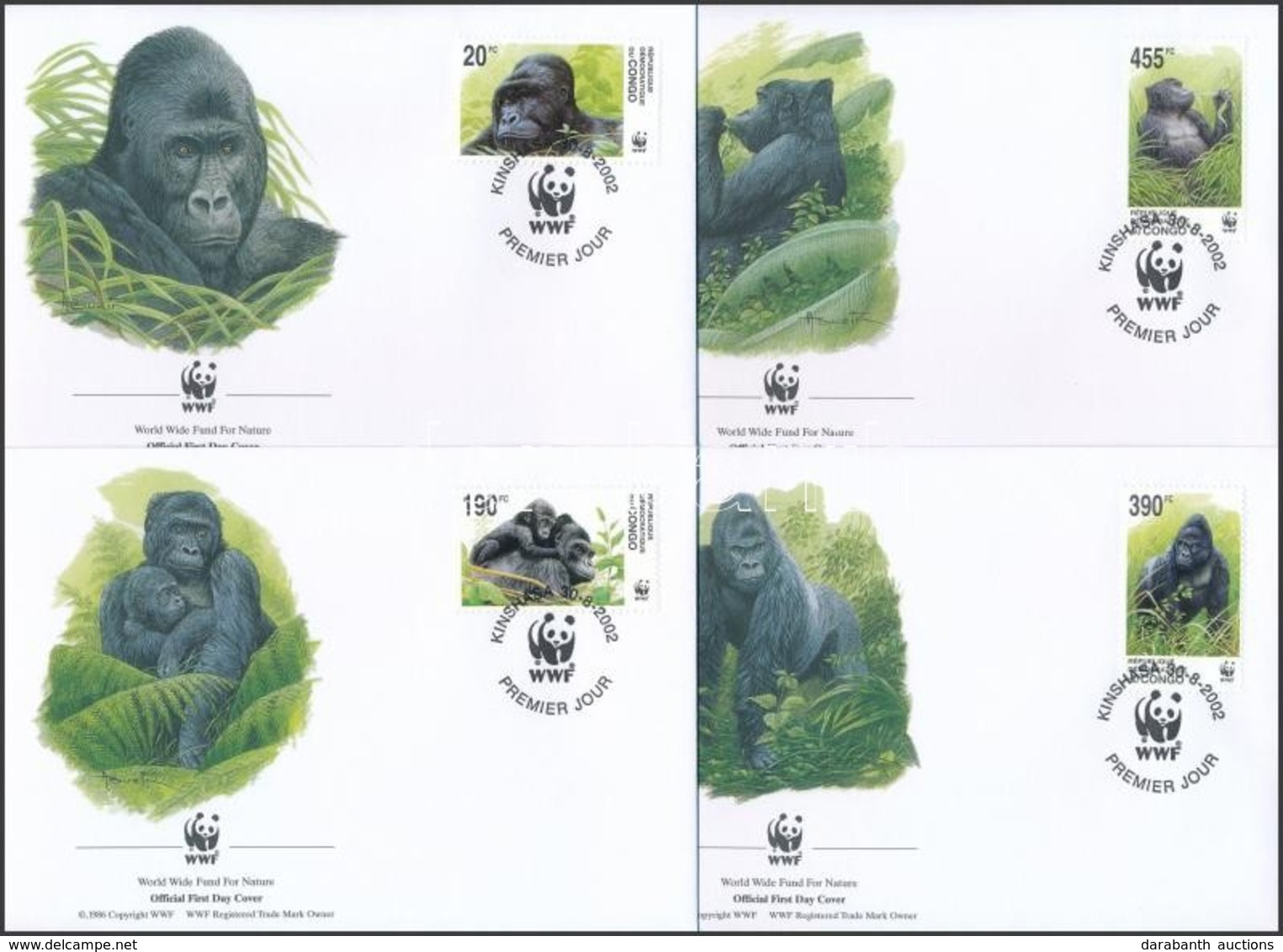 2002 Gorilla 4 Db FDC-n Mi 1708-1711 - Altri & Non Classificati