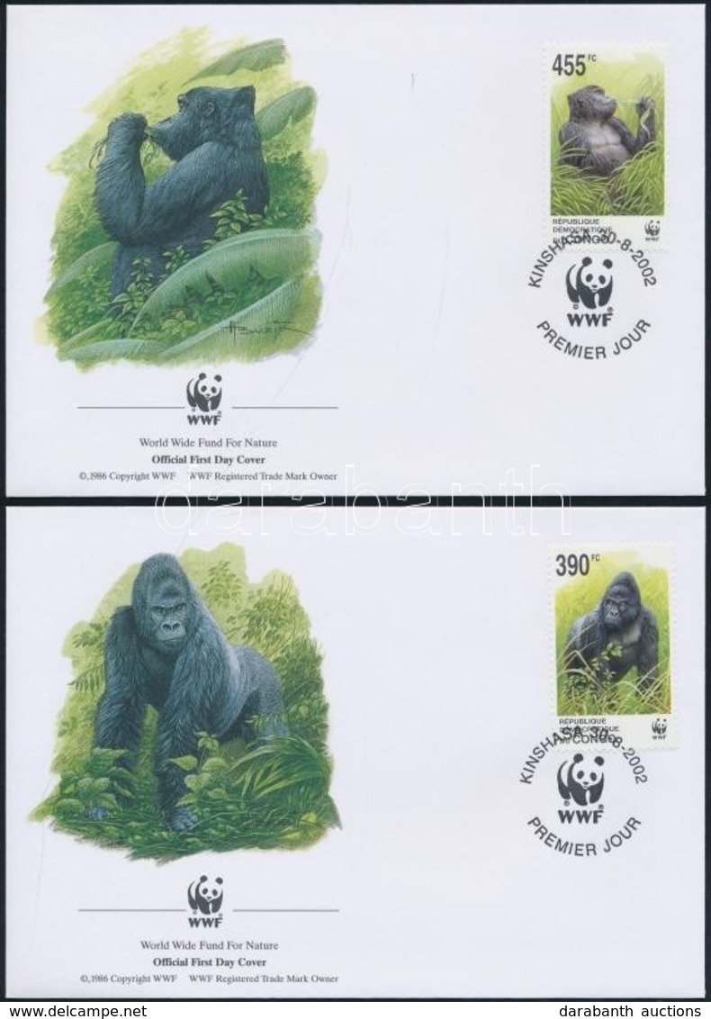 2002 WWF Gorilla Sor Mi 1708-1711 4 Db FDC-n - Autres & Non Classés