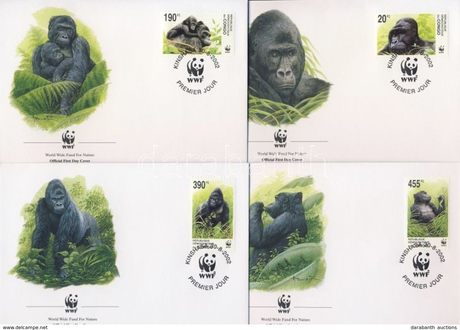 2002 WWF: Gorillák 4 Db FDC Mi 1708-1711 - Sonstige & Ohne Zuordnung