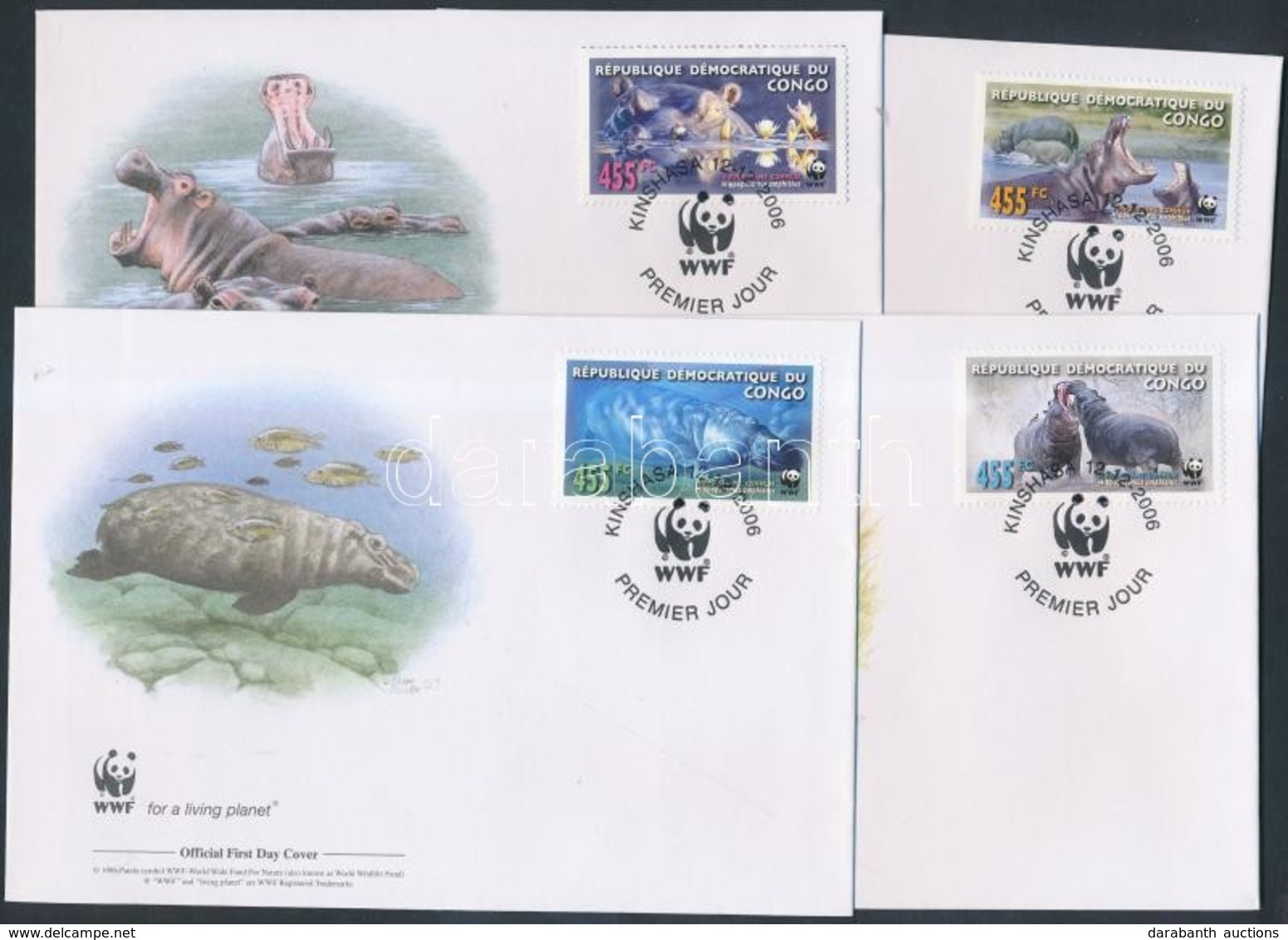 2006 WWF: Víziló Sor Mi 1901-1904 A 4 FDC-n - Autres & Non Classés