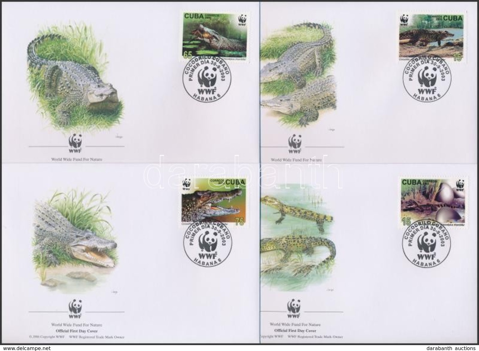 2003 WWF: Kubai Krokodil Sor Mi 4553-4556 4 FDC-n - Altri & Non Classificati