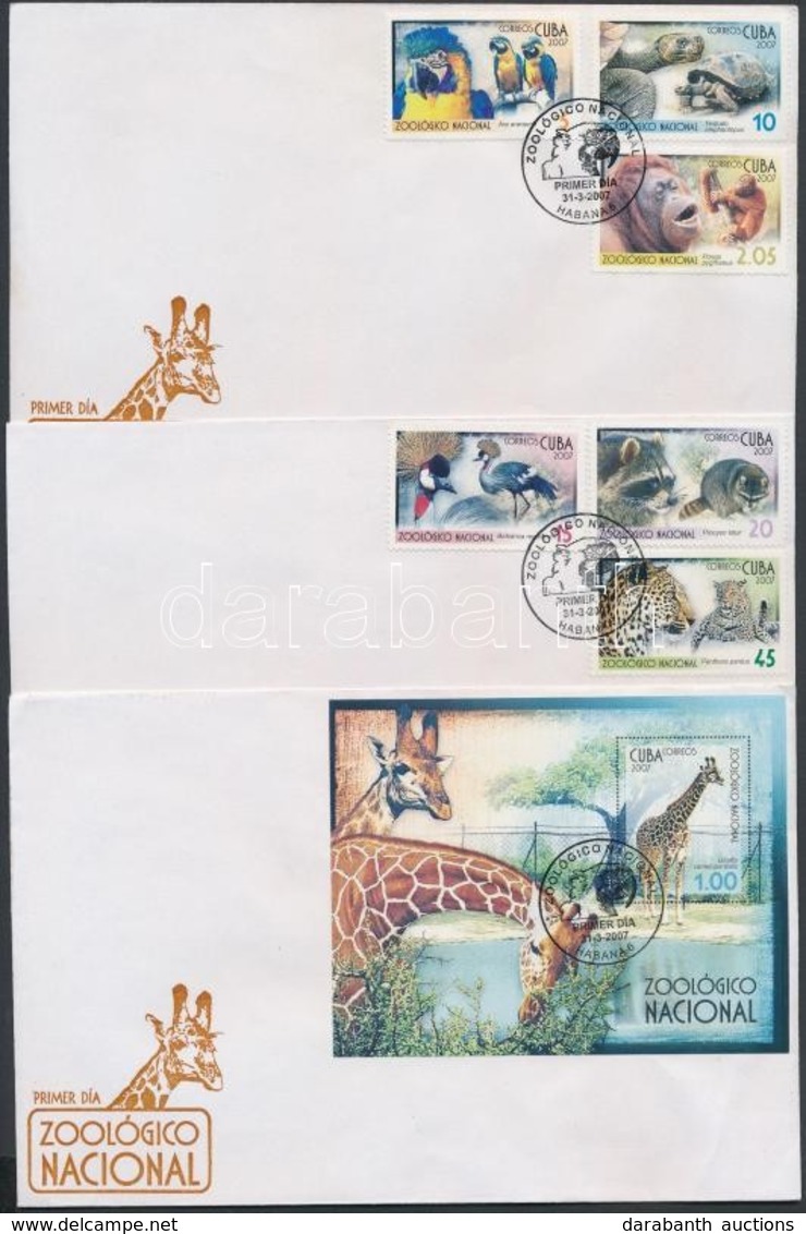 2007 Állatkerti állatok Sor Mi 4906-4911 + Blokk Mi 223 3 Db FDC-n - Andere & Zonder Classificatie