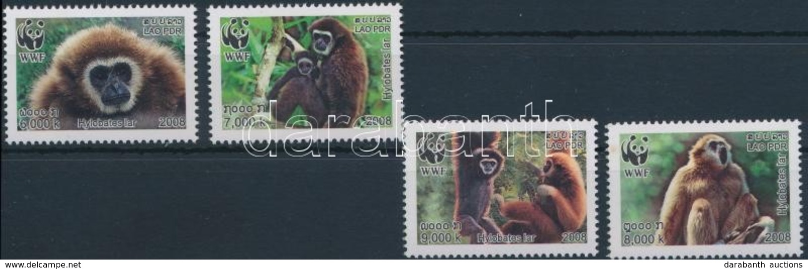 ** 2008 WWF: Fehérkezű Gibbon Sor Mi 2062-2065 A - Autres & Non Classés