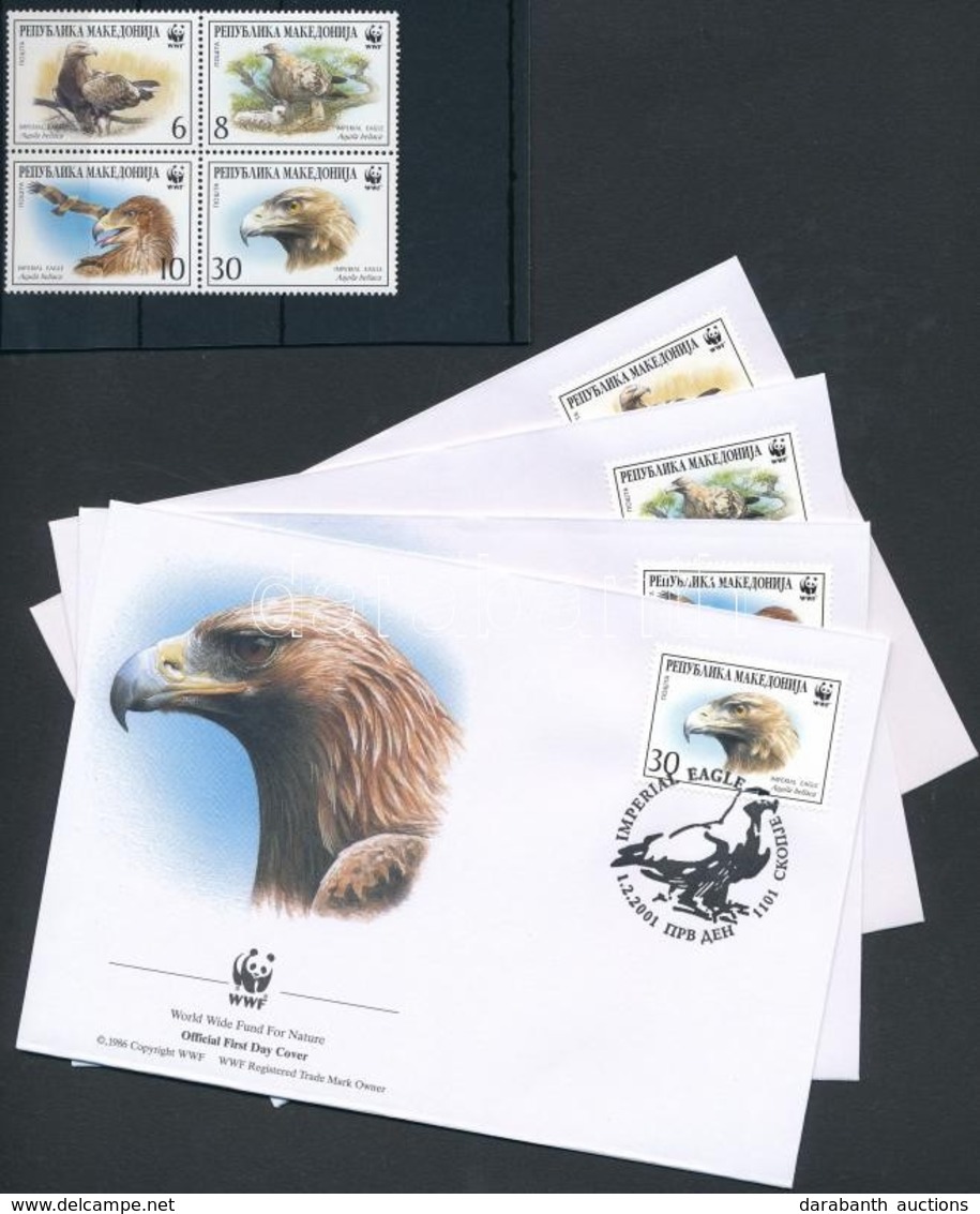 ** 2001 WWF Parlagi Sas Négyestömb + Sor 4 Db FDC-n Mi 215-218 - Altri & Non Classificati