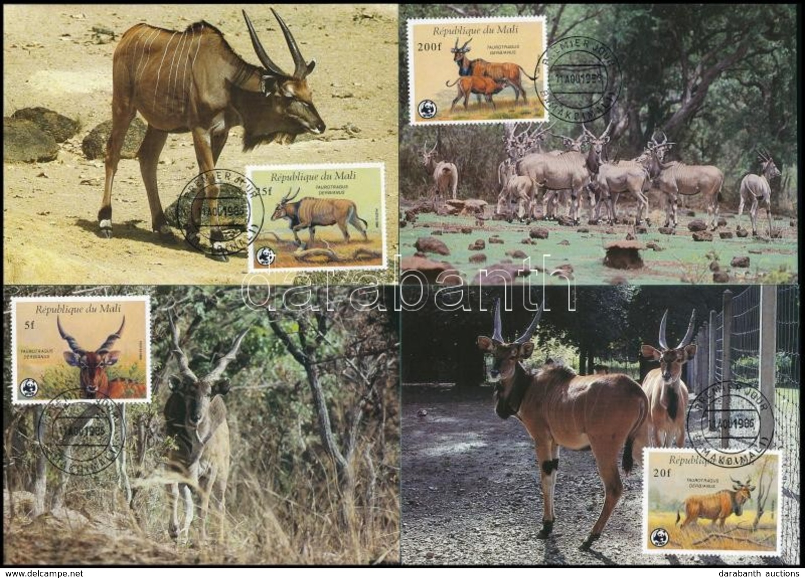 1986 WWF: Jávorantilop Sor 4 CM-n,
WWF: Common Eland Set On 4 CM
Mi 1078-1081 - Autres & Non Classés