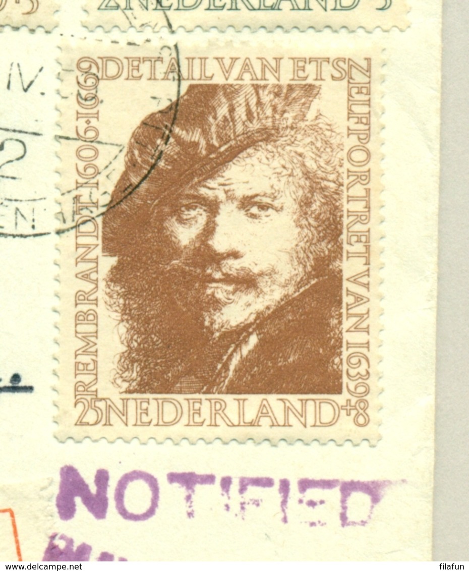 Nederland - 1956 - Complete Rembrandt Serie Op 1e Dag R-cover Van Den Haag Naar Oklahoma / USA - Lettres & Documents