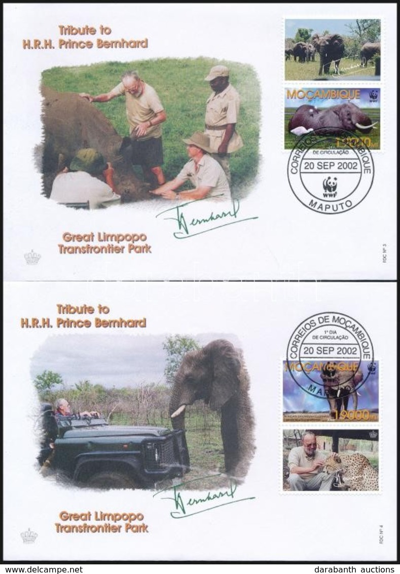 2002 WWF Afrikai Elefánt Szelvényes Sor 4 FDC-n Mi 2393-2396 - Autres & Non Classés