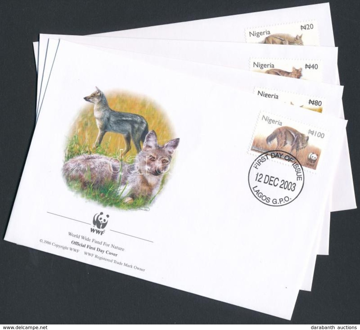 2003 WWF: Csíkos Sakál Sor Mi 762-765 4 Db FDC-n - Altri & Non Classificati