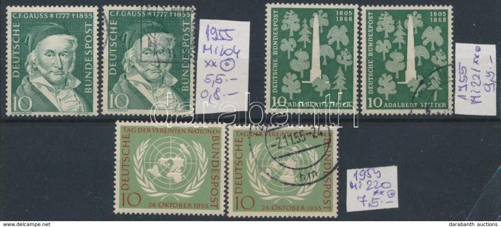 ** O 1955 3 Db Kiadás Postatisztán és Pecsételve Mi 204, 220, 221 - Autres & Non Classés