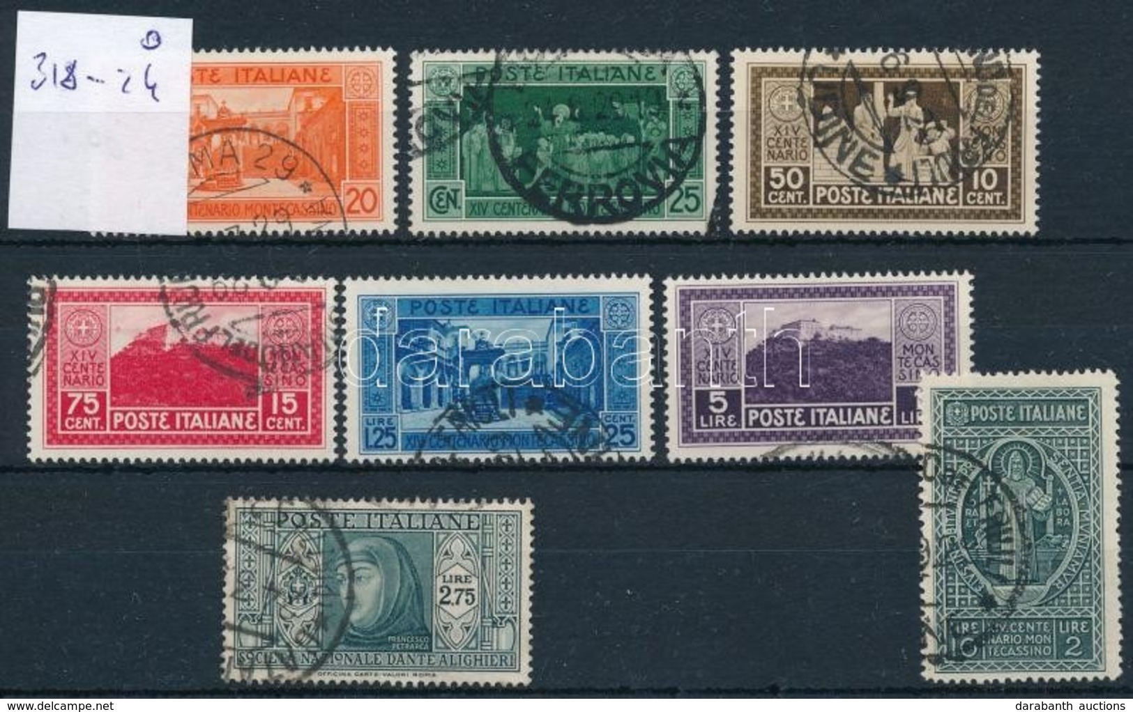 O 1929 Monte Cassino Sor Mi 318-324 Stecklapon (Mi EUR 200,-) - Altri & Non Classificati