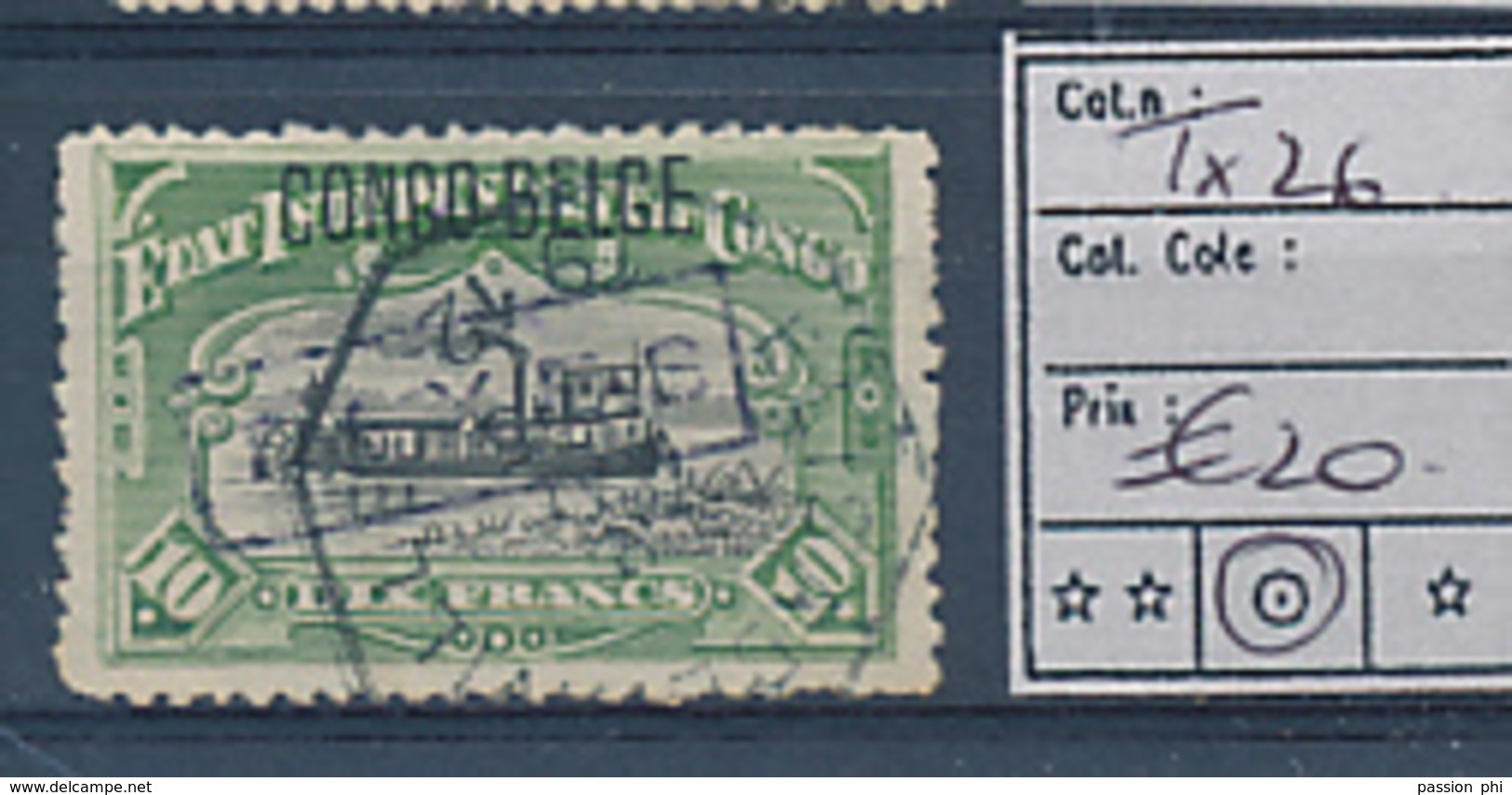 BELGIAN CONGO COB TX26 USED - Oblitérés