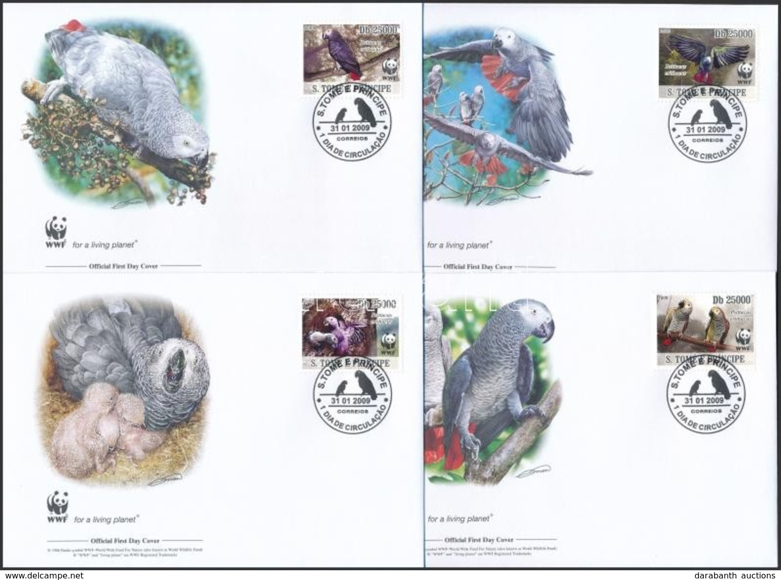 2009 WWF: Jákó Papagáj Sor Mi 3777-3780 4 Db FDC-n - Sonstige & Ohne Zuordnung