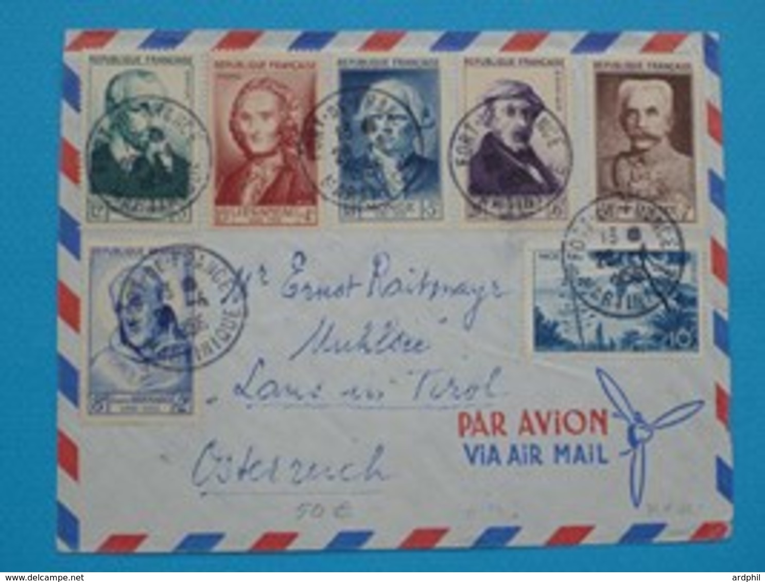 R2- Lettre De Fort De France Martinique Affranchis. Série Homme Célébres - Lettres & Documents