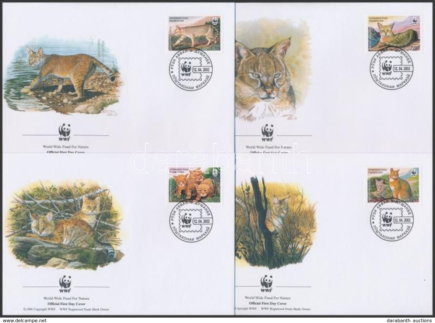 2002 WWF Mocsári Macska Sor 4 Db FDC-n Mi 208-211 - Andere & Zonder Classificatie