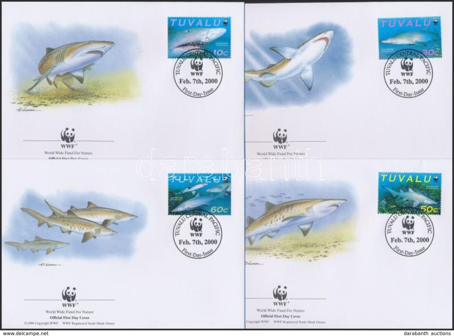 ** 2000 WWF Cápák Sor 2 Párban + Sor 4 Db FDC-n Mi 862-865 - Autres & Non Classés