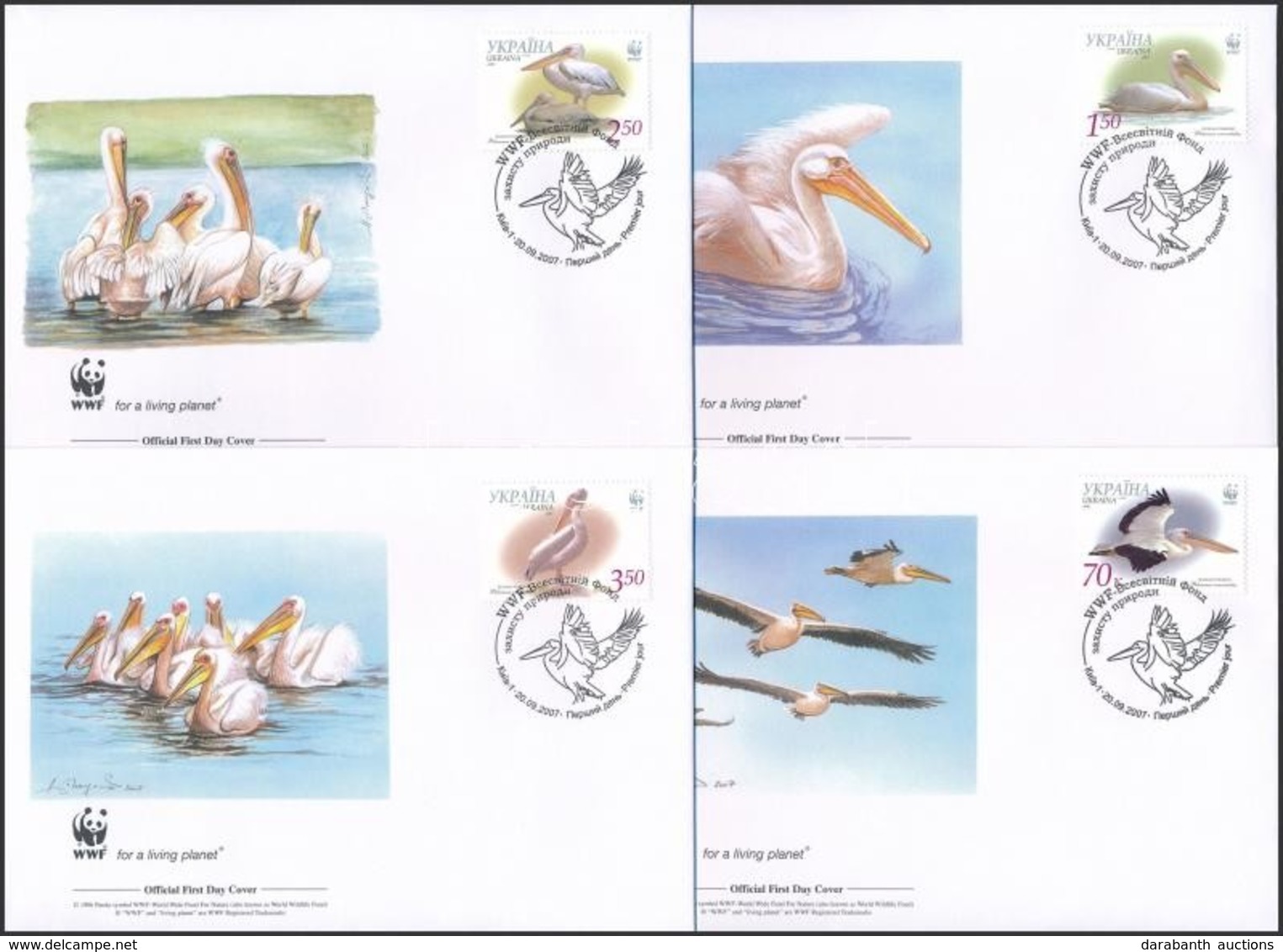 2007 WWF: Rózsás Gödény Négyestömb Mi 897-900 4 Db FDC-n - Altri & Non Classificati