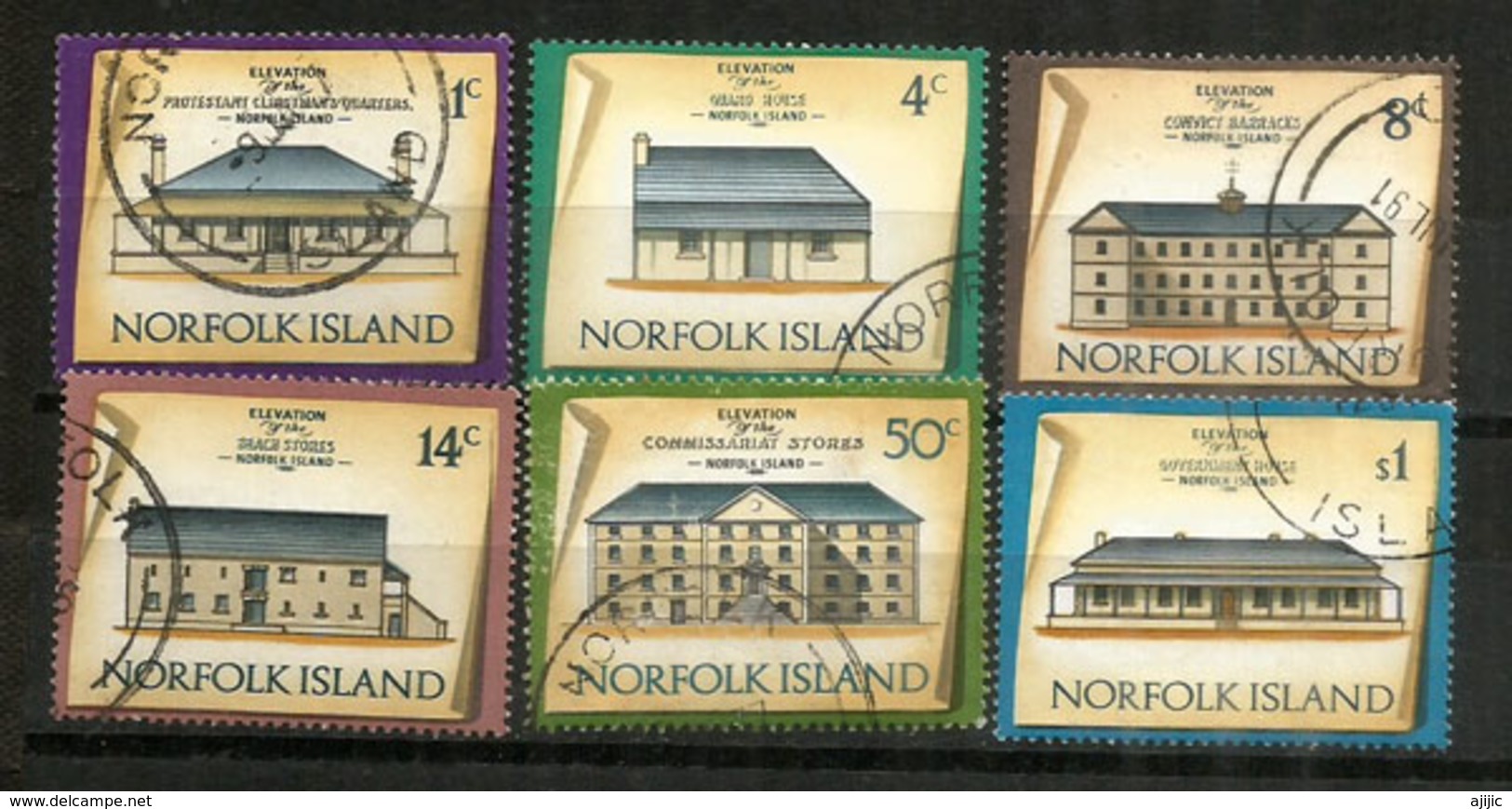 Batiments Historiques De L'île Norfolk (convict Barracks,guard House,etc)  6 Timbres Oblitérés, 1 ère Qualité. Côte 15 € - Ile Norfolk