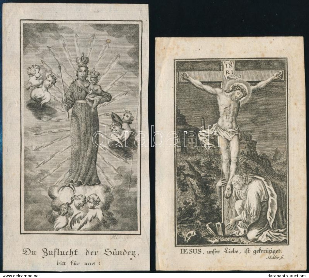 XVIII: Sz.: 2 Db Rézmetszetű Szentkép / Etched Holy Images 9x17 Cm, 10x15 Cm - Estampes & Gravures