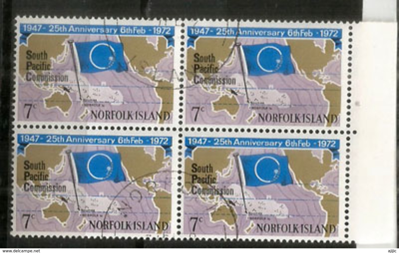 Noumea South Pacific Commission 1972.  Bloc De 4 Oblitérés De L'île Norfolk - Ile Norfolk