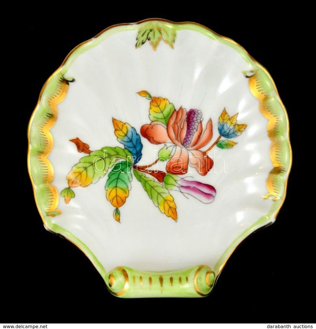 Herendi Viktória Mintás Porcelán Tálka, Kézzel Festett, Jelzett, Kis Kopásnyomokkal, D: 10,5 Cm - Autres & Non Classés