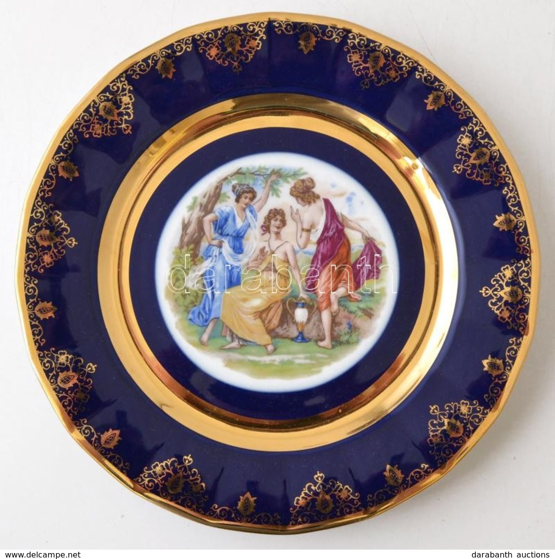 Karsbadi Porcelán. Kobalt és Aranyfestett Mintás Dísztányér. Új állapotban, Eredeti Dobozában / Chinaware Plate 25 Cm - Altri & Non Classificati