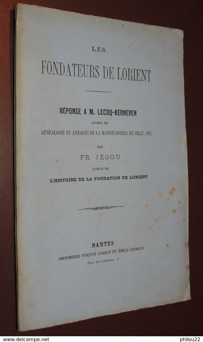 Les Fondateurs De Lorient, Réponse à M. Lecoq-Kerneven / FR. JEGOU  BRETAGNE - 1801-1900