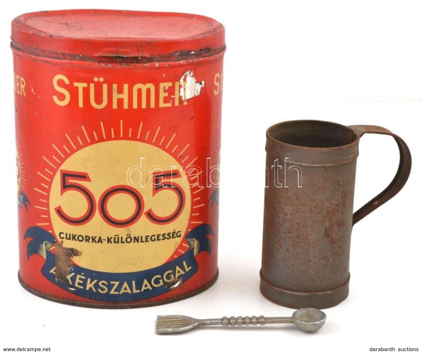 Stühmer 505 Cukorkakülönlegesség Feliratos Fém Doboz, Kopásokkal, M: 21,5 Cm - Altri & Non Classificati