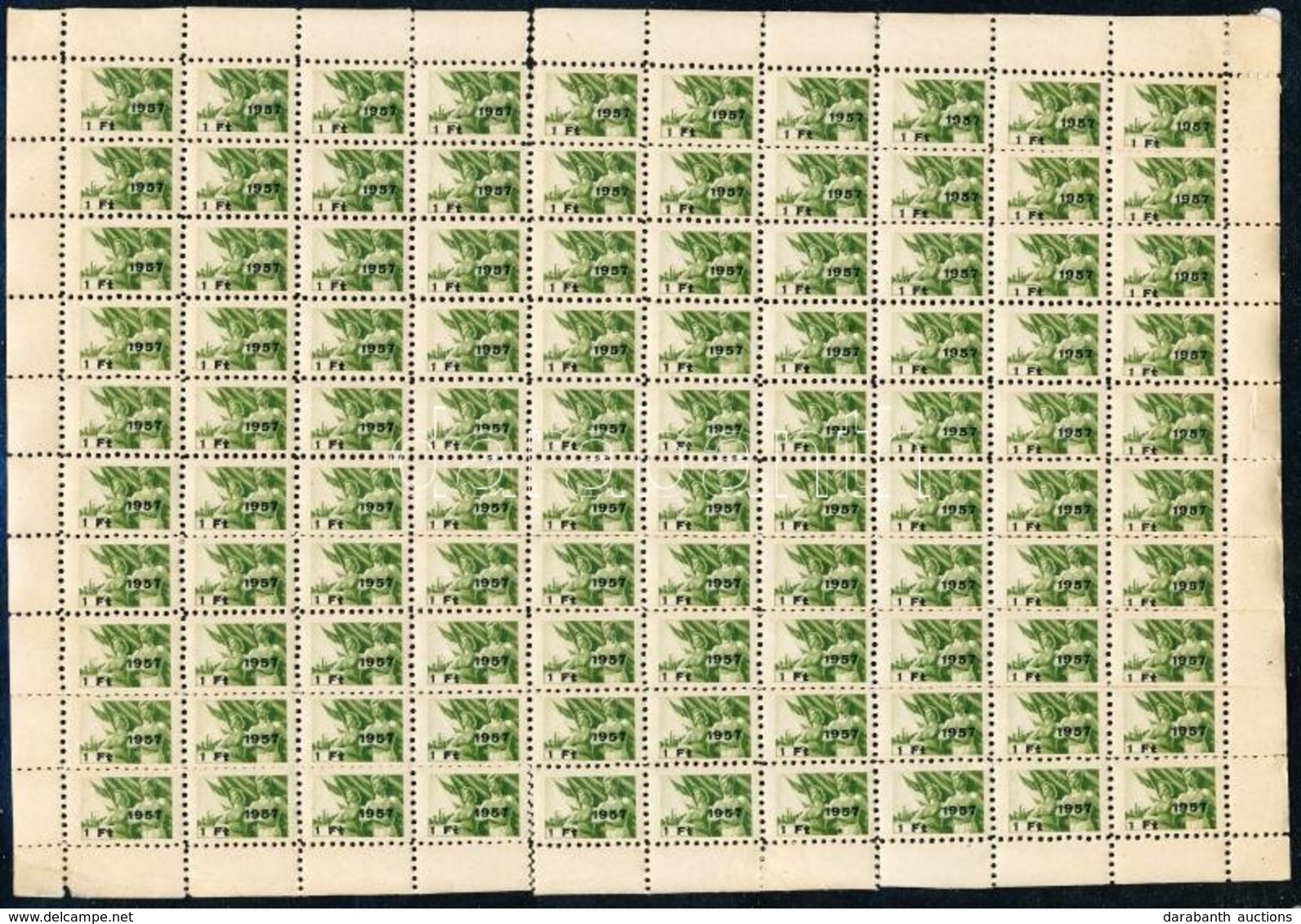 1957 Tagdíjbélyeg 100-as Teljes ív - Non Classés