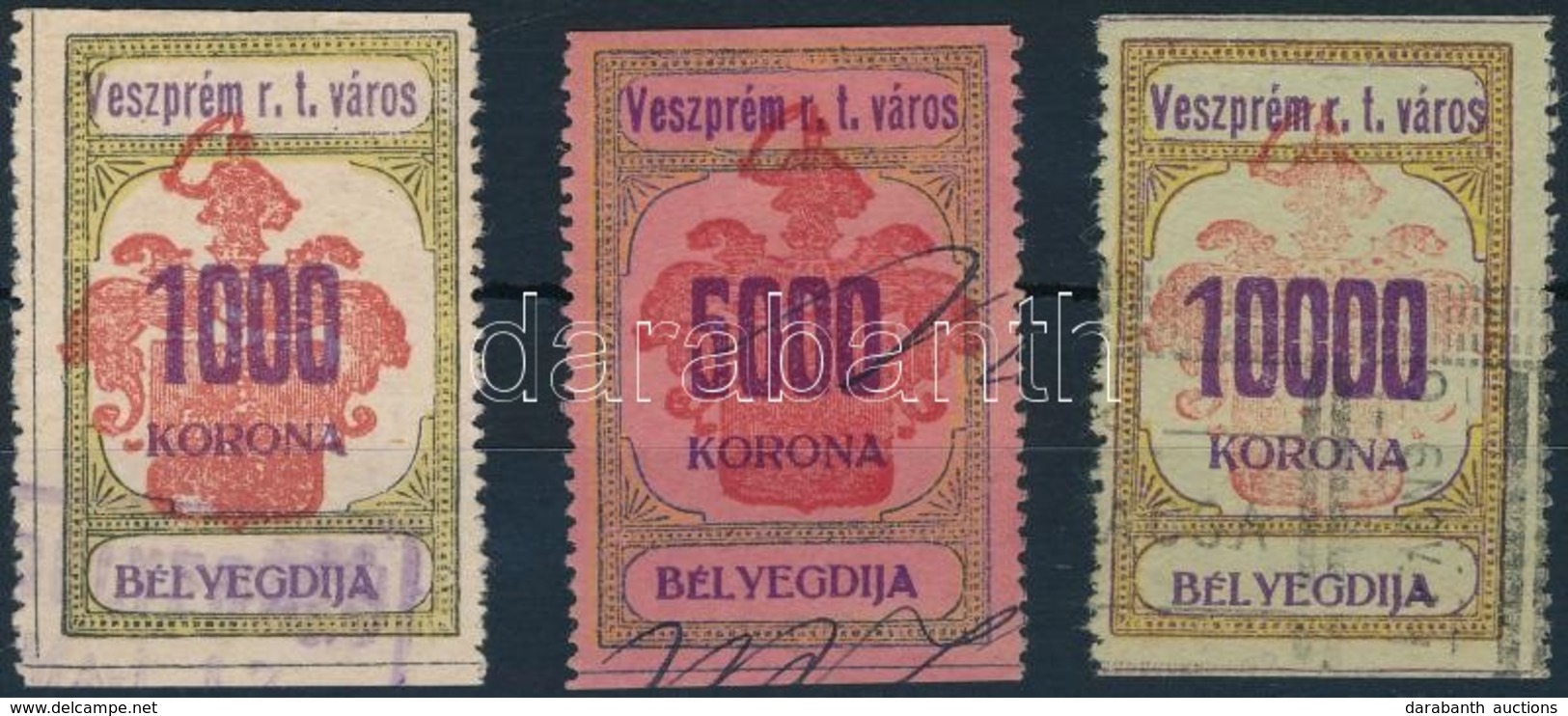 1923 Veszprém Városi Illetékbélyegek 68-70 Sz. (6.000) - Non Classificati