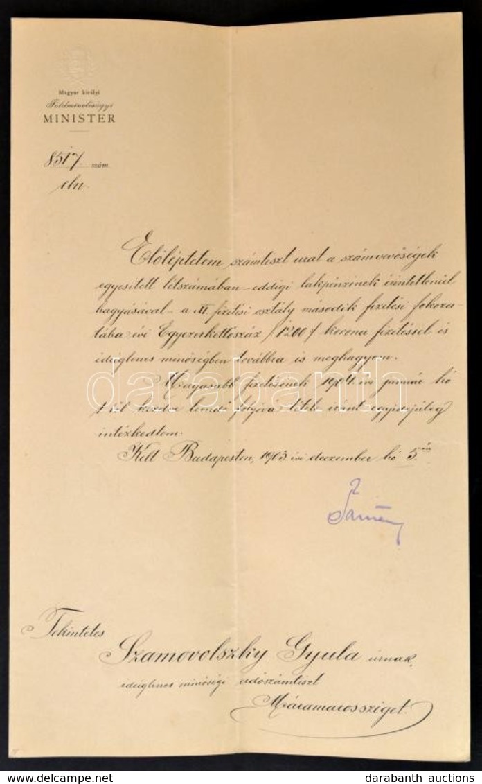 1903 Szamovolszky Gyula Erdőszámtiszt Előléptetése, Máramarossziget,Tallián Béla (1851-1921) Földművelésügyi Miniszter ( - Non Classés