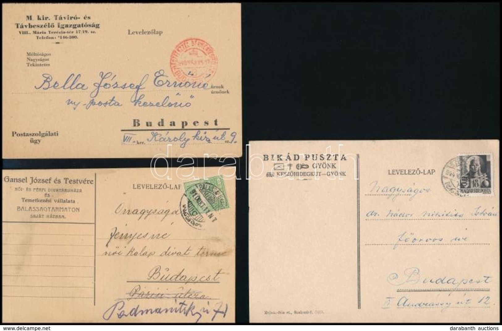 1910-1948 6 Db Fejléces Levelezőlap (Frank Jenő Fehérgyarmat, Huszta Géza Kistemplomtanya, Bikád Puszta, Benedek Sándor  - Non Classés