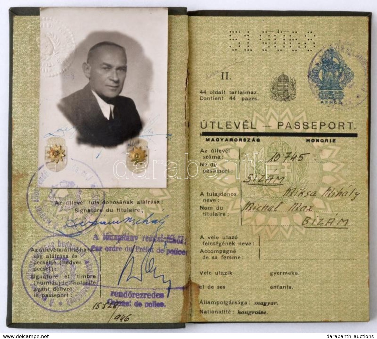 1930 Keményfedeles útlevél / Passport - Non Classés