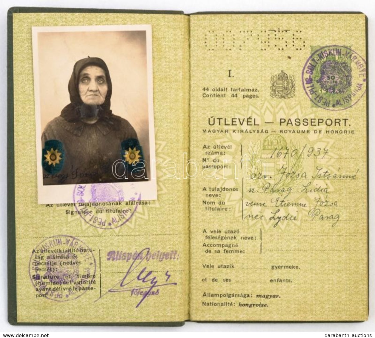 1937 Keményfedeles útlevél / Hungarian Passport - Unclassified