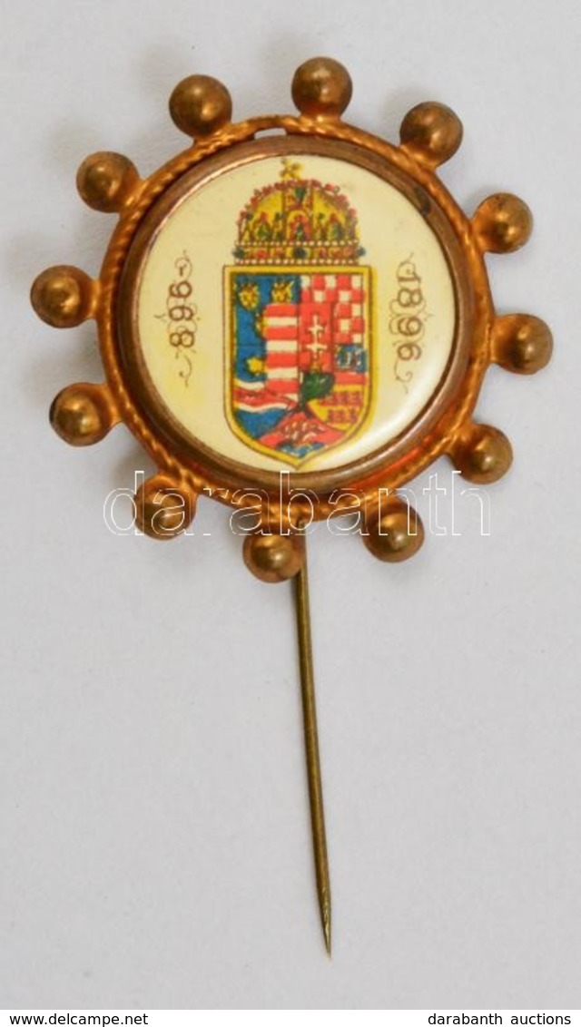 1896 Millenniumi Réz Kitűző Jelvény Címerrel, H: 5 Cm - Non Classés