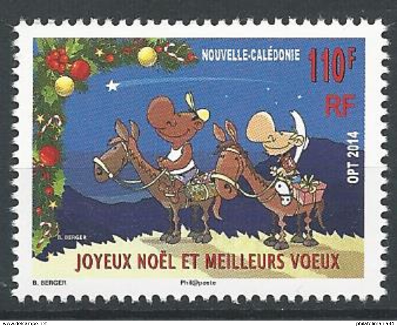 Nouvelle Calédonie 2014 - Joyeux Noël 2014 Et Meilleurs Voeux - Unused Stamps