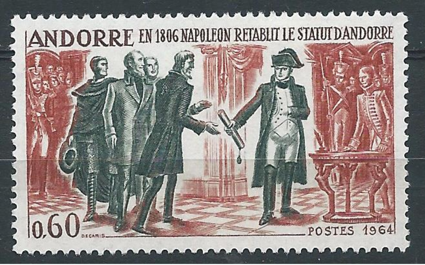 ANDORRE FRANCAIS 1963-64 - YT N°168 - 60 C. - Napoléon Rétablit Le Statut De La Co-principauté - Neuf** TTB++ Etat - Unused Stamps